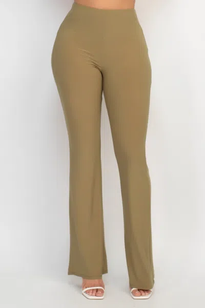 Truedames Fit And Flare Elastic Casual Pants In Green