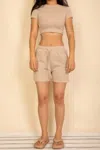 Truedames Fitted Crop Tee & Adjustable Drawstring Shorts Set In Gray