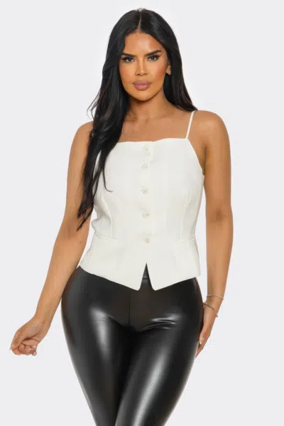 Truedames Fitted Square Neck Corset Top In White