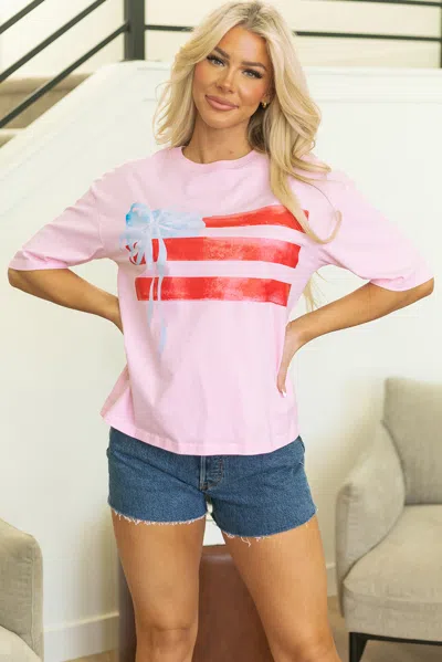 Truedames Flag Bow Graphic Crewneck Tee In Multi