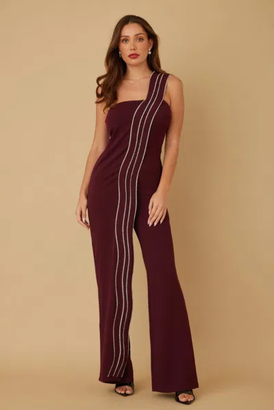 Truedames Flap Rhinestone Edge Jumpsuit In Pink
