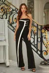 Truedames Flap Strapless Chain Jumpsuit In Black