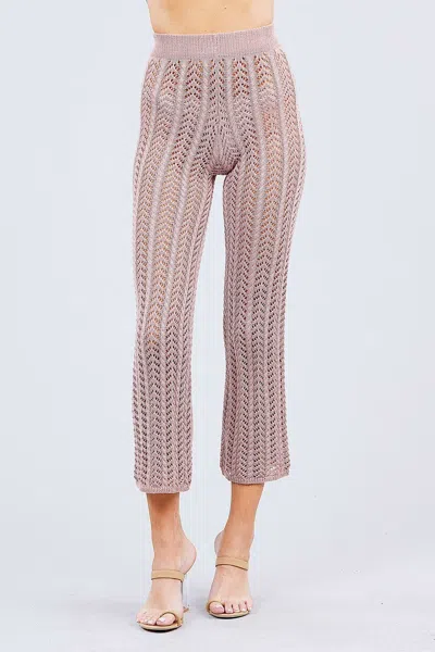 Truedames Flare Long Fishnet Sweater Pants In Pink