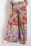 Truedames Flare Wide Leg And Waist Smocked Pants With Side Pocket In Multi
