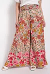 Truedames Flare Wide Leg And Waist Smocked Pants With Side Pocket In Multi