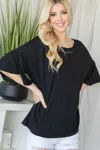 Truedames Flared Sleeve Basic Shortsleeve Top In Black