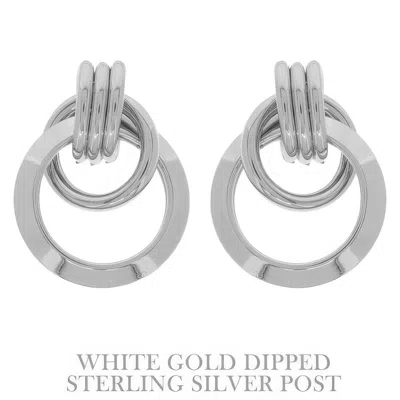 Truedames Flash-plated Stacked Doorknocker Earrings In Silver