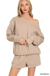 Truedames Fleece Boat Neck Sweatshirt And Shorts Set In Neutral