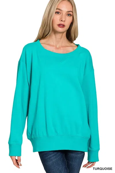 Truedames Fleece Boat Neck Sweatshirt In Blue