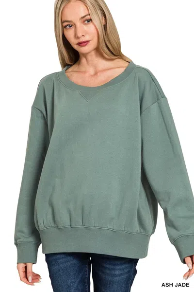 Truedames Fleece Boat Neck Sweatshirt In Green