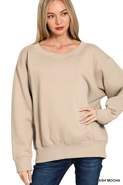 Truedames Fleece Boat Neck Sweatshirt In Neutral