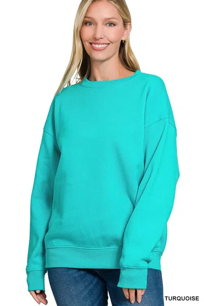 Truedames Fleece Crewneck Long Sleeve Sweatshirt In Blue