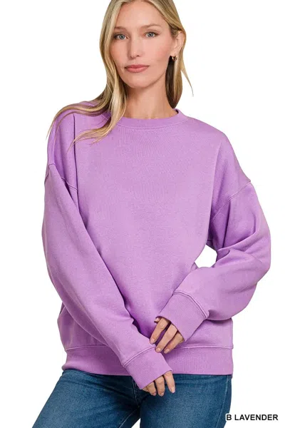 Truedames Soft Fleece Pigment Dye Round-neck Sweatshirts In Purple