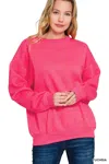 Truedames Fleece Crewneck Long Sleeve Sweatshirt In Pink