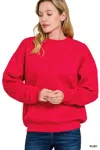 Truedames Fleece Crewneck Long Sleeve Sweatshirt In Red