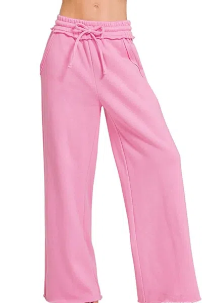 Truedames Fleece Exposed Seam Wide Leg Sweatpants In Multi