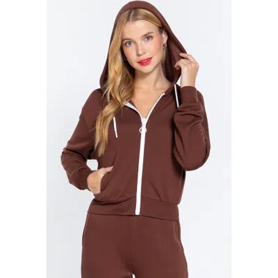 Truedames Fleece French Terry Jacket In Brown