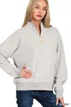 Truedames Fleece Half Zip Sweatshirt In Gray