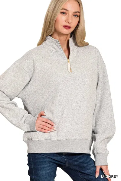 Truedames Fleece Half Zip Sweatshirt In Gray