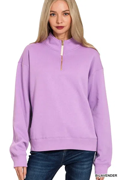 Truedames Fleece Half Zip Sweatshirt In Purple