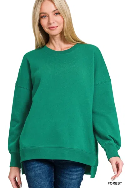 Truedames Fleece Hi-low Boyfriend Sweatshirts With Pockets In Green
