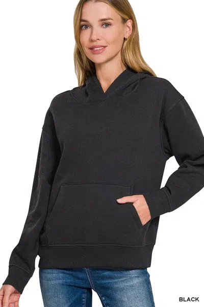 Truedames Fleece Kangaroo Pocket Hoodie In Black