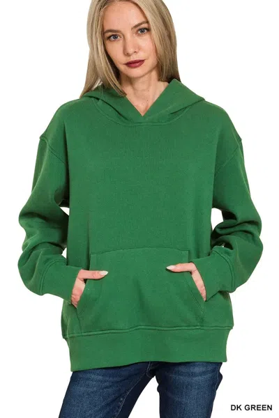 Truedames Fleece Kangaroo Pocket Hoodie In Green