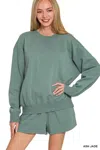 Truedames Fleece Long Sleeve Sweatshirts & Shorts Set In Blue