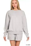 Truedames Fleece Long Sleeve Sweatshirts & Shorts Set In Gray