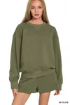 Truedames Fleece Long Sleeve Sweatshirts & Shorts Set In Green