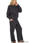 Truedames Fleece Long Sleeve Top And Sweatpants Set In Black