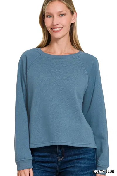 Truedames Fleece Raglan Round-neck Sweatshirt In Blue