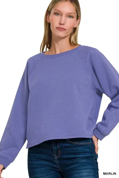 Truedames Fleece Raglan Round-neck Sweatshirt In Purple