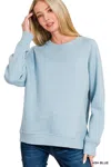 Truedames Fleece Round Neck Ribbed Side Raglan Sweatshirt In Blue