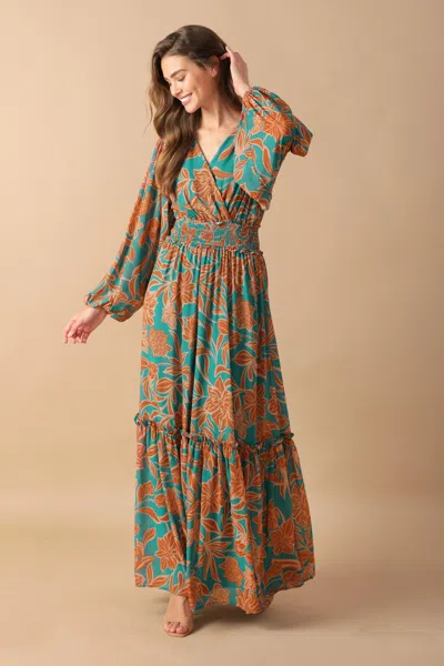 Truedames Fleeting Fauna Woven Maxi Dress In Multi