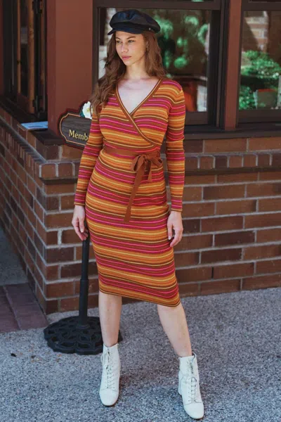 Truedames Flirtatious Nature Sweater Midi Dress In Multi