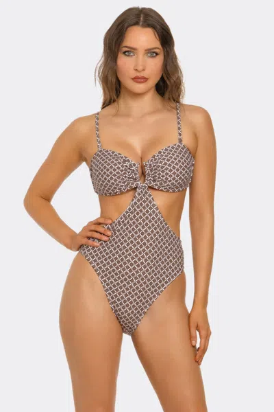Truedames Flora Monokini Swimsuit In Brown