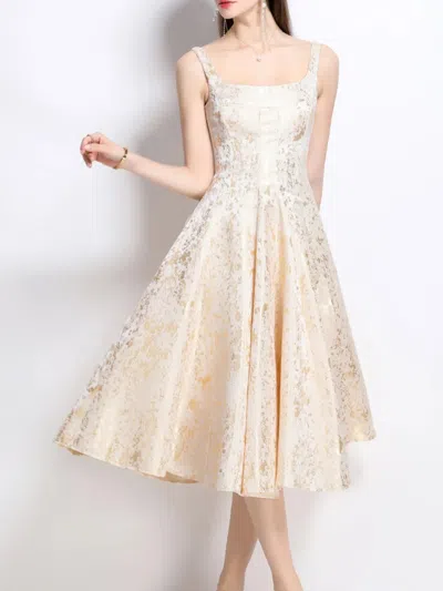 Truedames Floral A-line Sleeveless Midi Dress In Neutral
