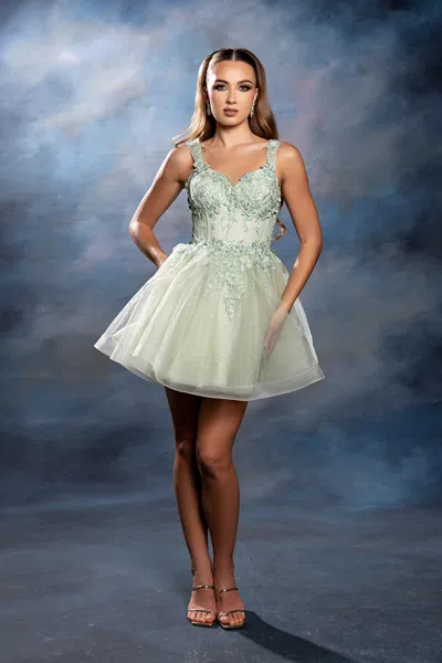 Truedames Floral Appliqué Sweetheart Cocktail A-line Dress Wide Strap Glitter Tulle In Multi