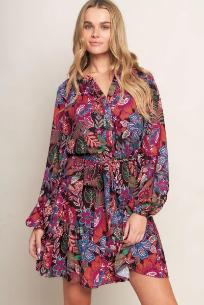 Truedames Floral Bliss Woven Mini Dress In Black