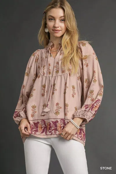 Truedames Floral Boho Peasant Blouse In Pink