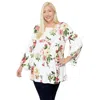 Truedames Floral, Bubble Sleeve Tunic In White