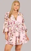 Truedames Floral Chiffon 3 4 Sleeve Tie Waist Romper In Multi