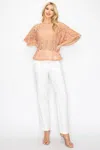 Truedames Floral Embroidered Crochet Lace Boxy Blouse Top In Orange