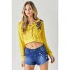 Truedames Floral Embroidered Cropped Sweatshirt In Yellow