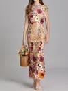 Truedames Floral Embroidered Mesh Overlay Maxi Dress In Multi