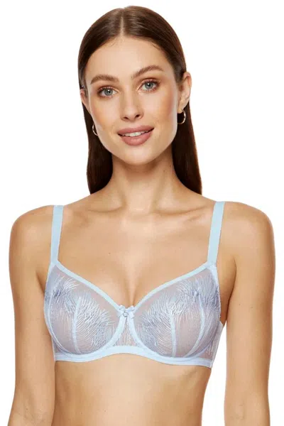 Truedames Floral Embroidery Support Bra In Blue