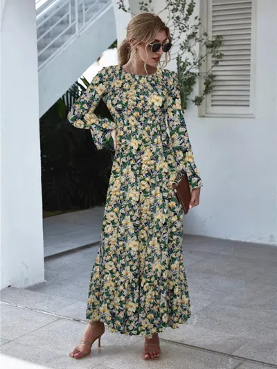 Truedames Floral Flounce Sleeve Maxi Dress In Purple