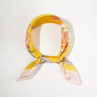 Truedames Floral Garden Printed Square Silky Satin Bandana Scarf In Multi