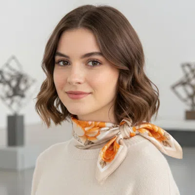 Truedames Floral Garden Printed Square Silky Satin Bandana Scarf In Multi